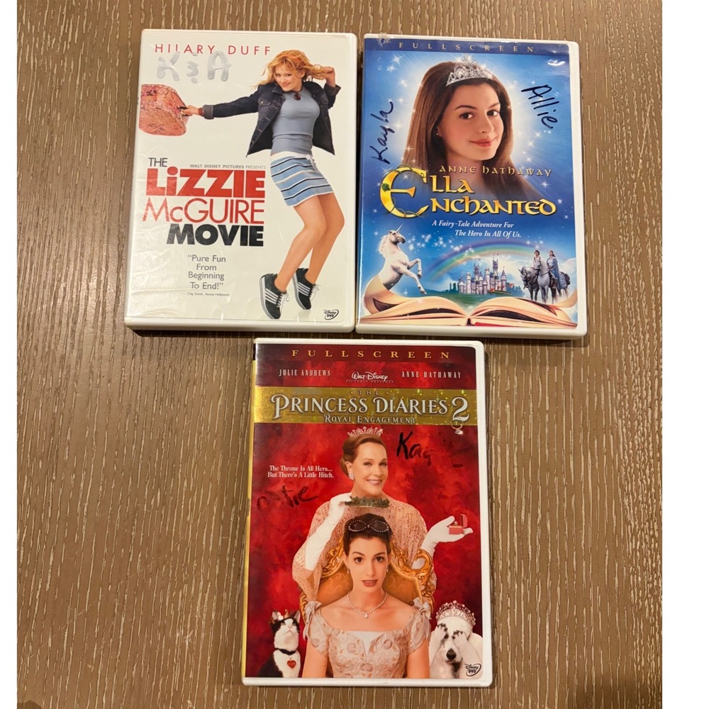 Y2K DVD Lot Lizzie McGuire Movie Ella Enchanted Princess Diaries 2 Disney Bundle